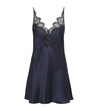Carine Gilson Silk Babydoll Julia Slip Dress In Blue