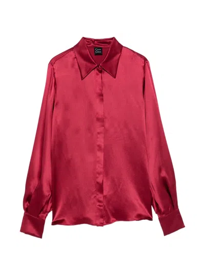 Carine Gilson Silk Balloon-sleeve Shirt In Red