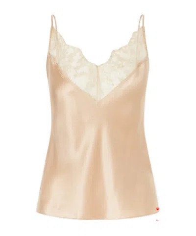 Carine Gilson Lace-trimmed Silk-satin Camisole In Orange