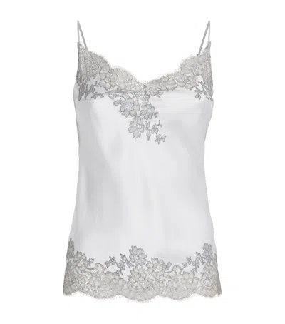 Carine Gilson Silk Cérès Lace Camisole In Silver