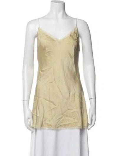 Pre-owned Carine Gilson Silk Floral Print Nightgown In Yellow