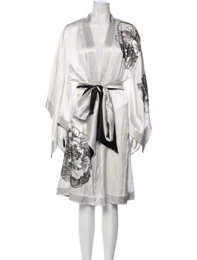 Pre-owned Carine Gilson Silk Floral Print Robe In Multicolor