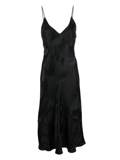 Carine Gilson Silk Jacquard-print Midi Slip Dress In Black