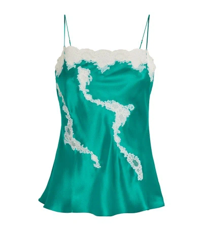 Carine Gilson Silk Lace-detail Camisole In Green