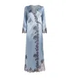 Carine Gilson Silk Lace-detail Long Robe In Blue