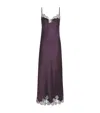 Carine Gilson Silk Lace-detail Long Slip Dress In Purple