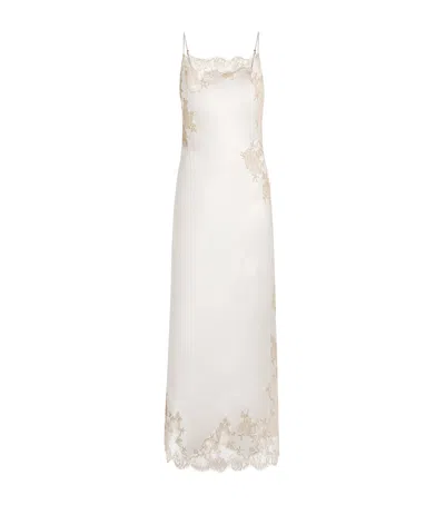 Carine Gilson Silk Lace-detail Long Slip Dress In White