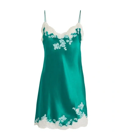 Carine Gilson Silk Lace-detail Slip Dress In Green