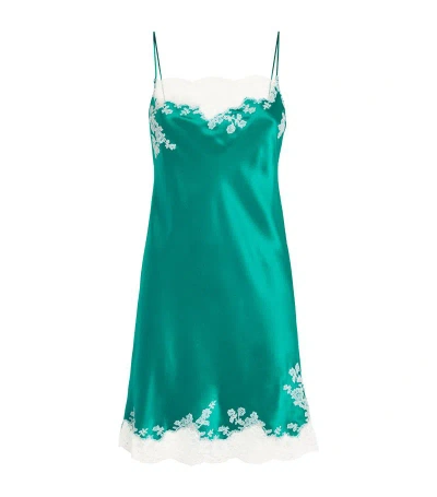 Carine Gilson Silk Lace-detail Slip Dress In Green