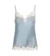 Carine Gilson Silk Lace-trim Cami In Blue