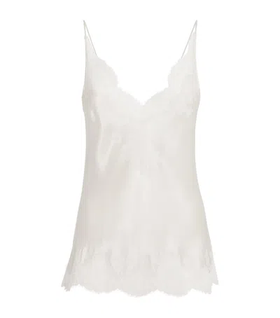 Carine Gilson Silk Lace-trim Camisole In White