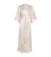 Carine Gilson Silk Lace-trim Long Robe In White