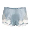 Carine Gilson Silk Lace-trim Shorts In Blue