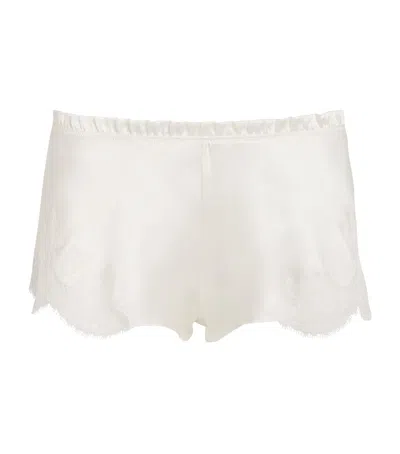 Carine Gilson Silk Lace-trim Shorts In White