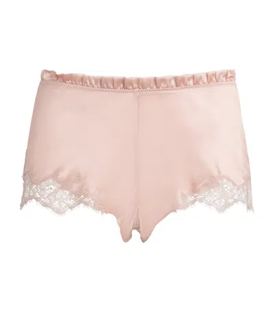 Carine Gilson Silk Lace-trim Louise Shorts In Pink