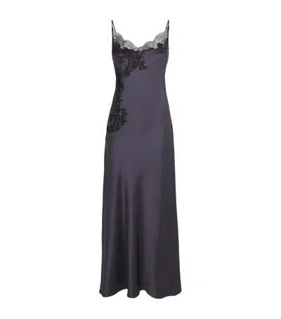 Carine Gilson Silk Long Cérès Nightdress In Grey
