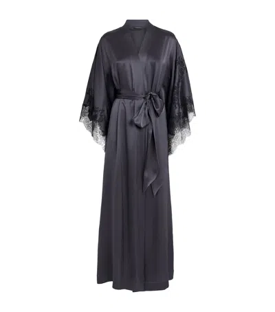 Carine Gilson Silk Long Cérès Robe In Grey