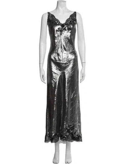 Pre-owned Carine Gilson Silk Long Dress In Black