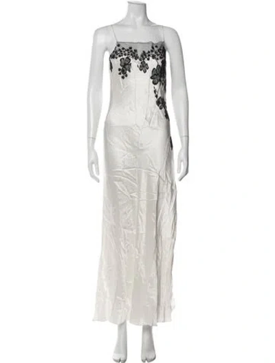 Pre-owned Carine Gilson Silk Long Dress In Neutral