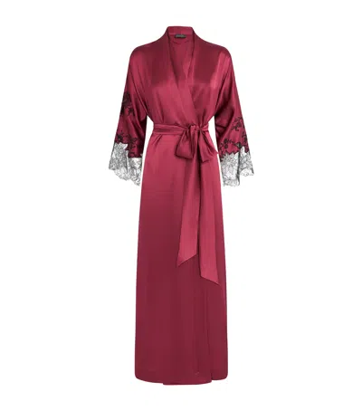 Carine Gilson Silk Long Hanae Robe In Red