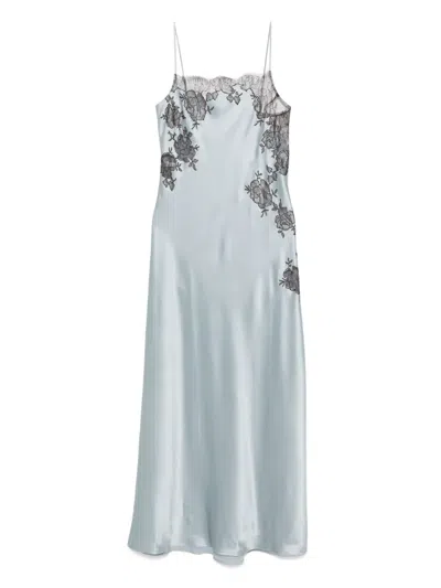 Carine Gilson Silk Nightdress In Blue