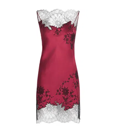 Carine Gilson Silk Short Hanae Nightdress In Burgundy
