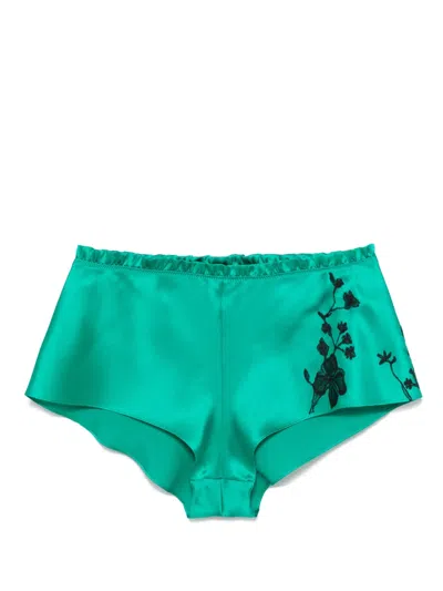 Carine Gilson Silk Shorts In Green
