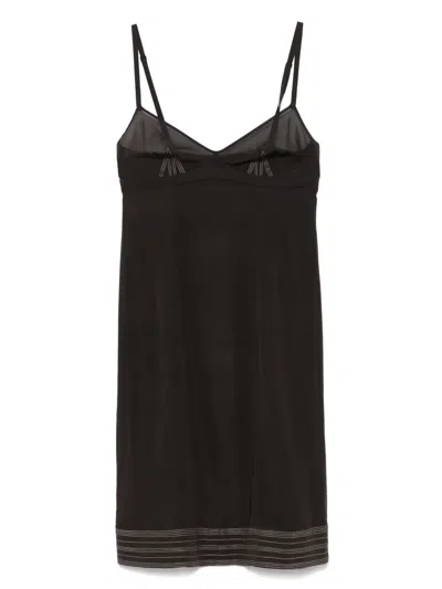 Carine Gilson Silk Slip Dress In Brown