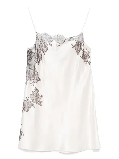 Carine Gilson Silk Slip Dress In White