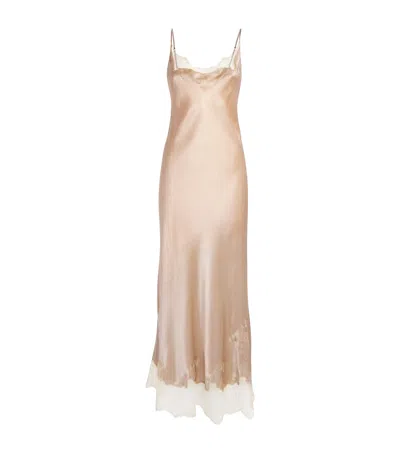 Carine Gilson Silk-lace Louise Slip Dress In Neutral