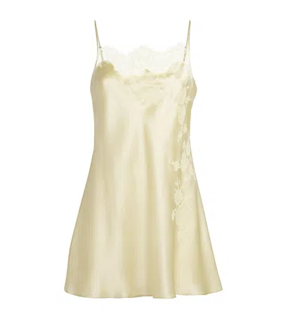 Carine Gilson Silk-lace Louise Slip Dress In Yellow