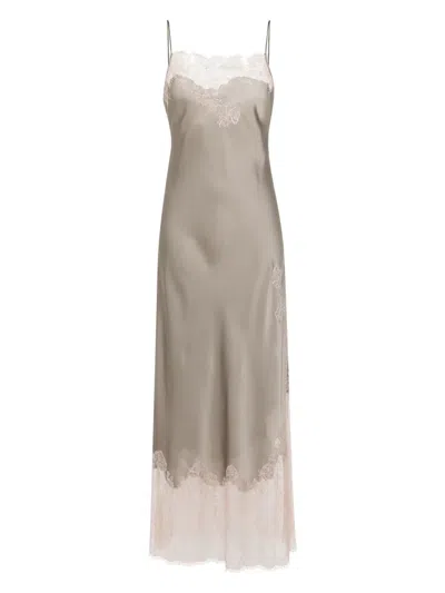 Carine Gilson Square-neck Silk Maxi Dress In Neutral