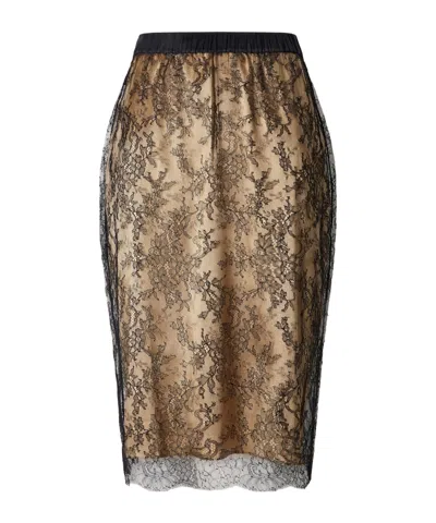 Carine Gilson Straight Lace Midi Skirt In Black