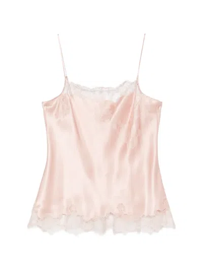 Carine Gilson Straight Neckline Lace Camisole In Pink