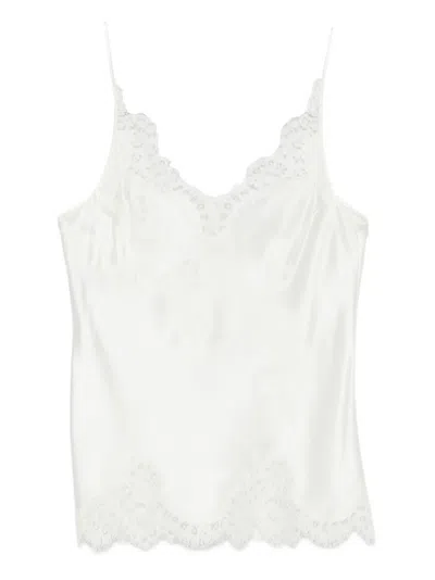 Carine Gilson V-neck Lace-detail Top In Yellow