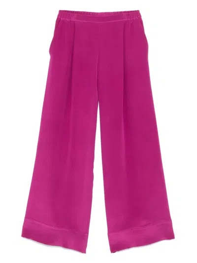 Carine Gilson Wide-leg Satin Pajama Trousers In 紫色