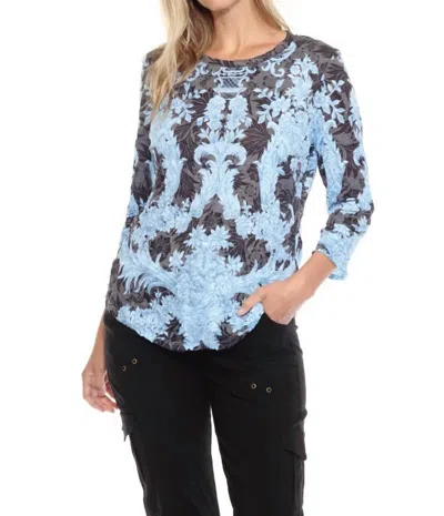 Carine Lace Round Neck Top In Blue