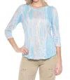 Carine Round-neck Top In Ocean Breeze In Blue