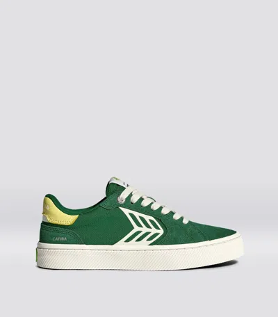 Cariuma Catiba Pro 2.0 Forest Green Suede And Cordura Ivory Logo Lemonade Sneaker Men
