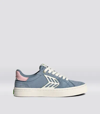 Cariuma Catiba Pro 2.0 Mirage Blue Suede And Cordura Ivory Logo Rose Sneaker Men