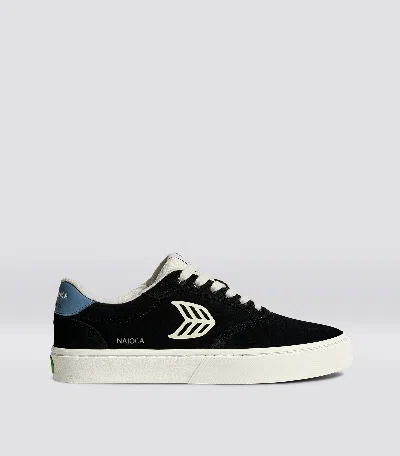 Cariuma Naioca Black Suede Ivory Logo Washed Blue Trainer Men In Black/ivory&washed Blue