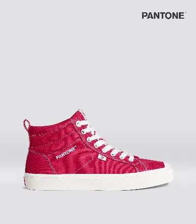 Cariuma Oca High Pantone Viva Magenta Canvas Contrast Thread Sneaker Men
