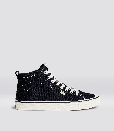 Cariuma Oca High Stripe Black Canvas Contrast Thread Trainer Men