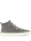 Cariuma Oca High Stripe Charcoal Grey Suede Sneaker In Grey