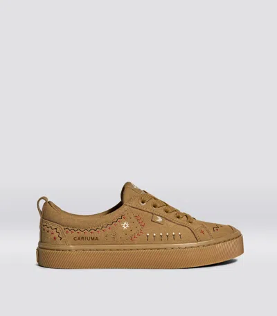 Cariuma Oca Low All Camel Suede Embroidered Sneaker