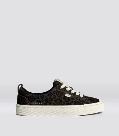 Cariuma Oca Low Black Jaguar Print Suede Sneaker Men