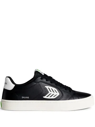 Cariuma Salvas Black Leather Off-white Logo Sneaker Women In Black/off-white