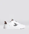 CARIUMA SALVAS WHITE LEATHER BLACK LOGO LEOPARD PRINT SNEAKER WOMEN