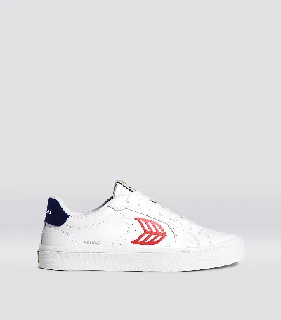 CARIUMA SALVAS WHITE LEATHER RED LOGO NAVY SNEAKER MEN