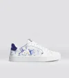 Cariuma Salvas White Leather Spectrum Blue Parrot Print Sneaker Men In White